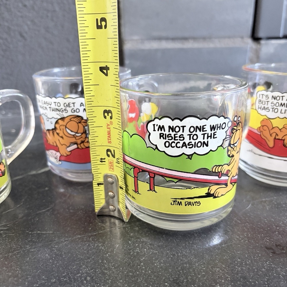 4 Vintage‎ McDonalds Garfield Glass Mugs Cups Jim Davis 1978 1980 Anchor Hocking - Picture 2 of 8
